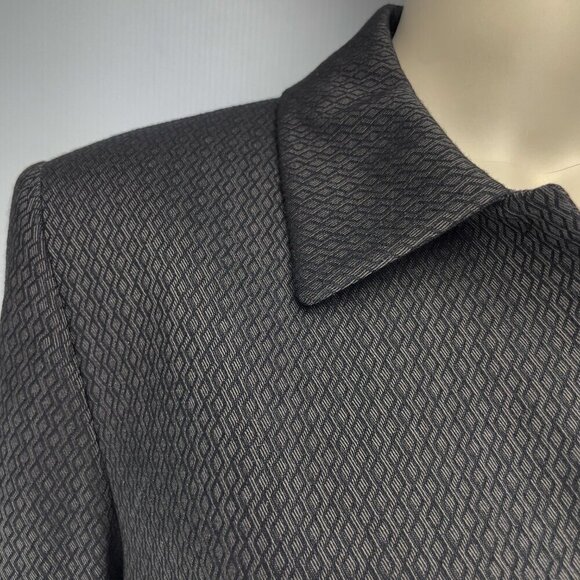 Tahari ASL Levine Petite Green Black Geometric Print Longline Jacket Coat 10P‎ - Picture 3 of 9